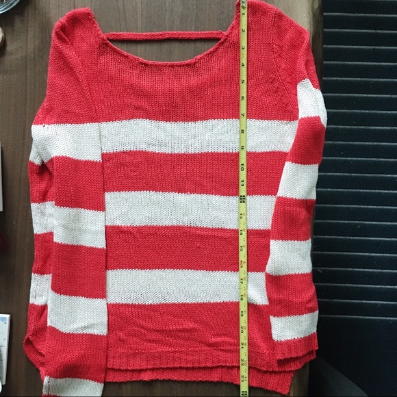 Red Cream Striped Sweater - Picture 6 of 6